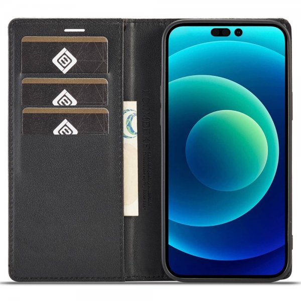 iPhone 14 Pro Max Etui Kulfibertekstur Rød Stribe Vertical
