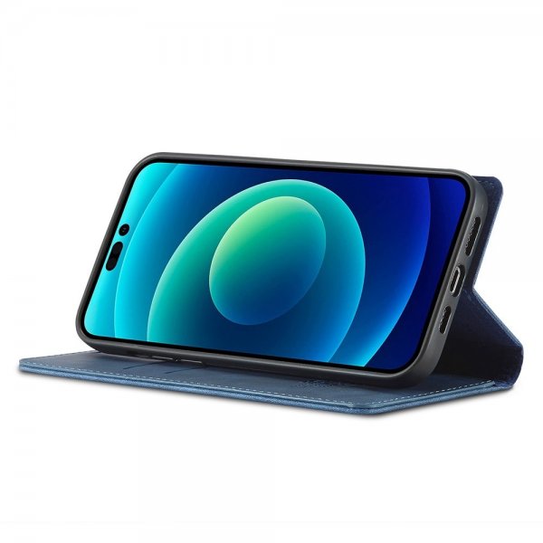 iPhone 14 Pro Max Etui med Kortholder Flip Blå