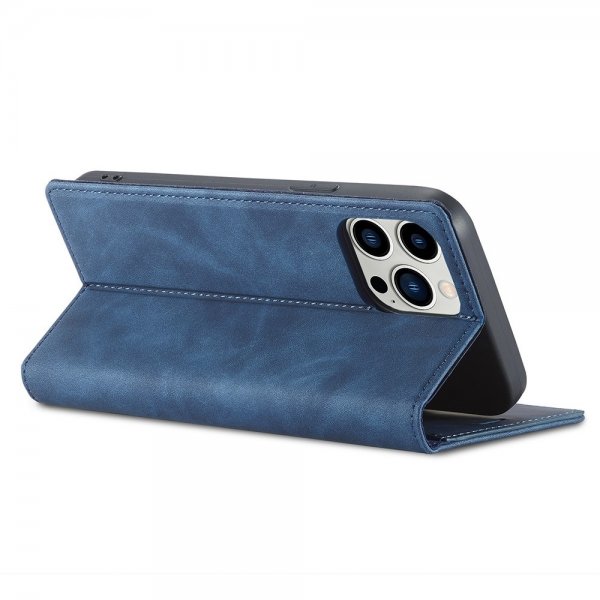 iPhone 14 Pro Max Etui med Kortholder Flip Blå