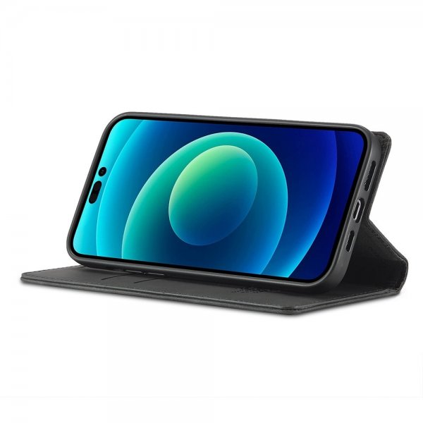 iPhone 14 Pro Max Etui med Kortholder Flip Sort