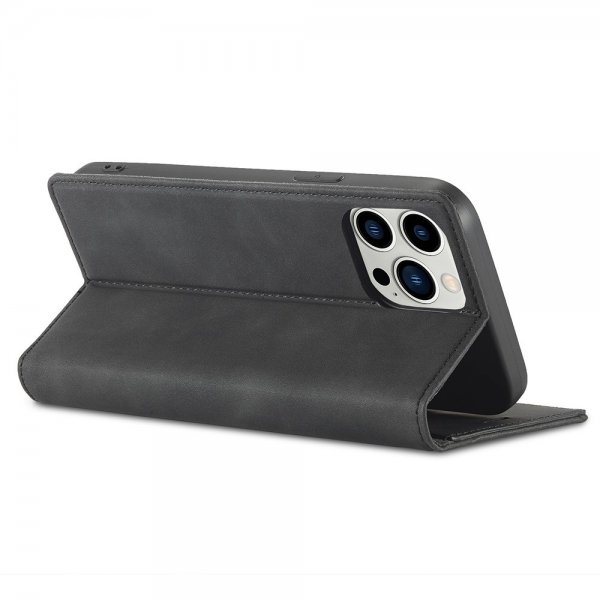 iPhone 14 Pro Max Etui med Kortholder Flip Sort