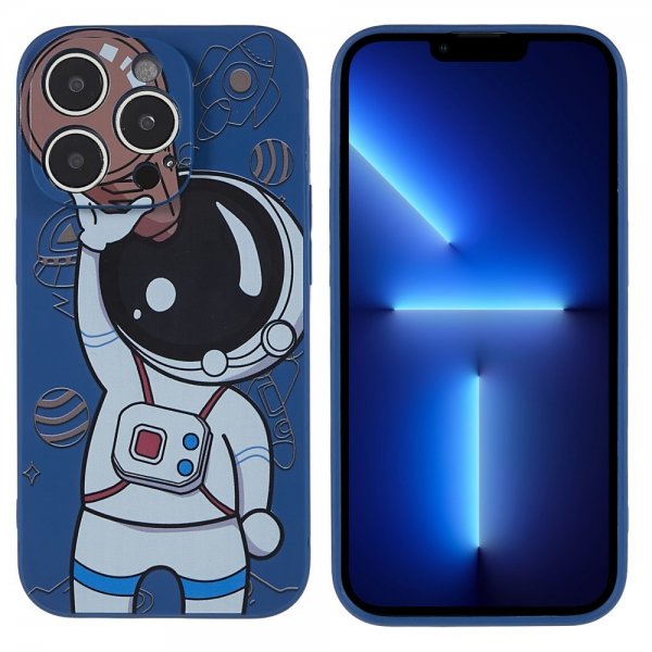 iPhone 14 Pro Max Cover Astronaut Blå Brun