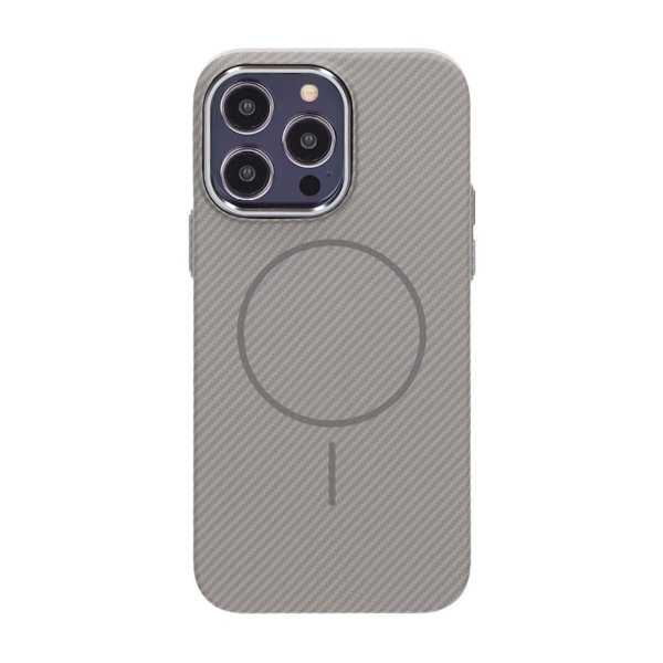 iPhone 14 Pro Cover Kulfibermønster MagSafe Grå