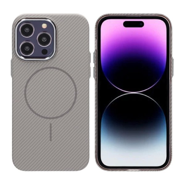 iPhone 14 Pro Cover Kulfibermønster MagSafe Grå