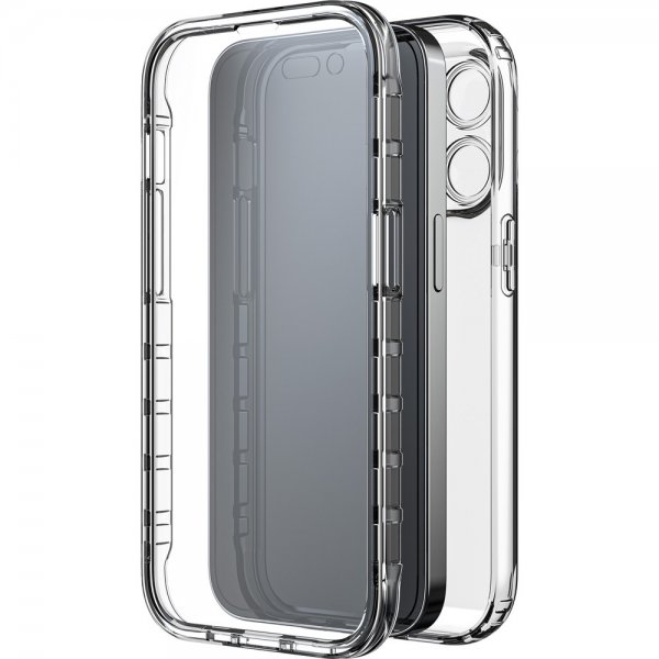 iPhone 14 Pro Cover 360° Real Glass Case Sort Klar