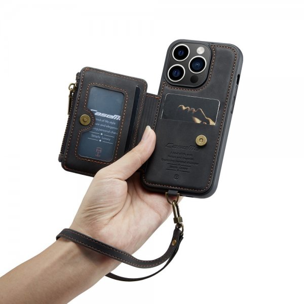 iPhone 14 Pro Cover C20 Kortholder Lynlås Sort