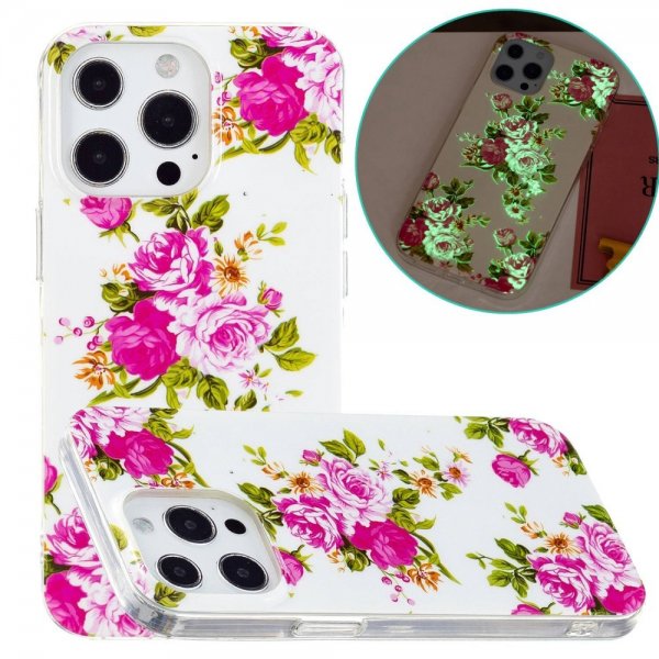 iPhone 14 Pro Cover Motiv Lyserød Rosor