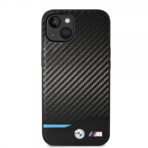 iPhone 14 Cover Carbon Effect Printed Logo Sort