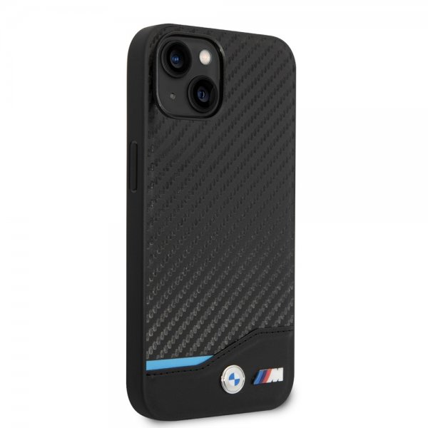 iPhone 14 Cover Carbon Effect Printed Logo Sort