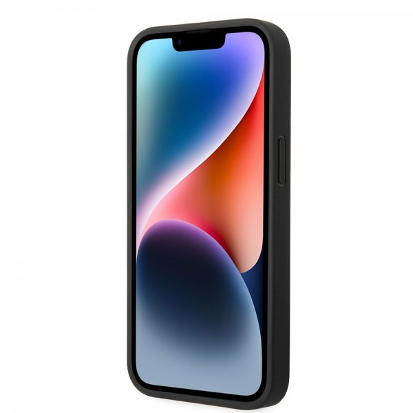 iPhone 14 Cover Carbon Effect Printed Logo Sort