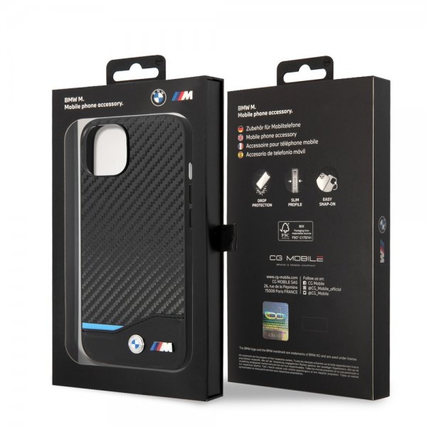 iPhone 14 Cover Carbon Effect Printed Logo Sort