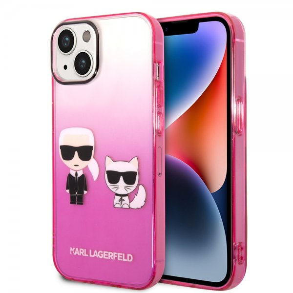 iPhone 14 Cover Karl & Choupette Gradient Lyserød