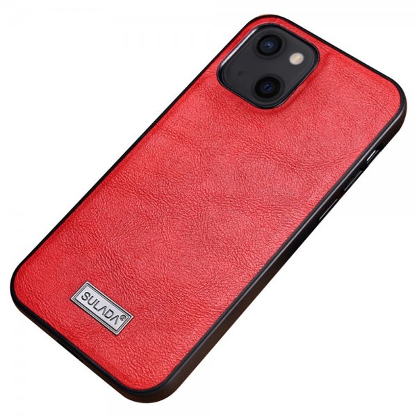 iPhone 14 Cover Lædertekstur Rød