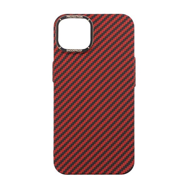 iPhone 15 Cover Kulfibermønster Rød
