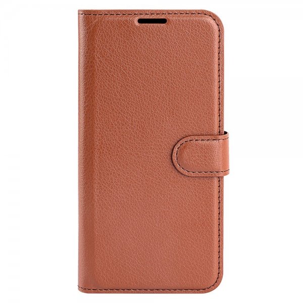 iPhone 15 Plus Etui Litchi Brun