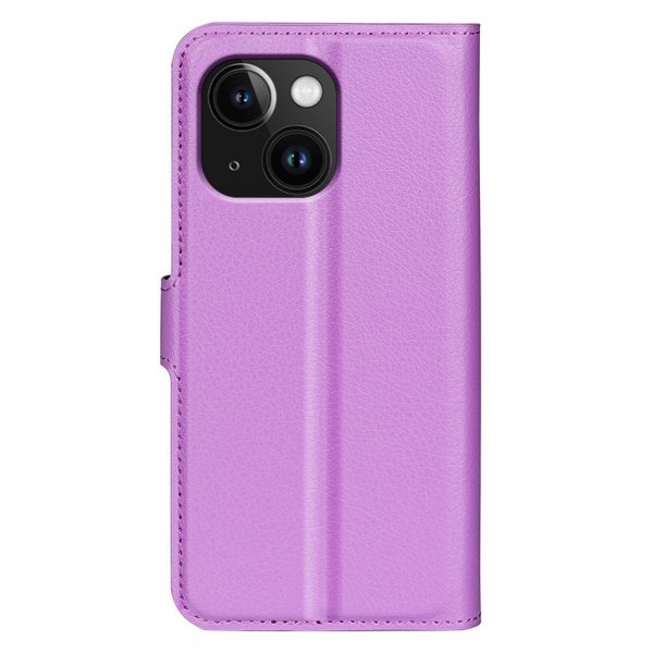 iPhone 15 Plus Etui Litchi Lilla
