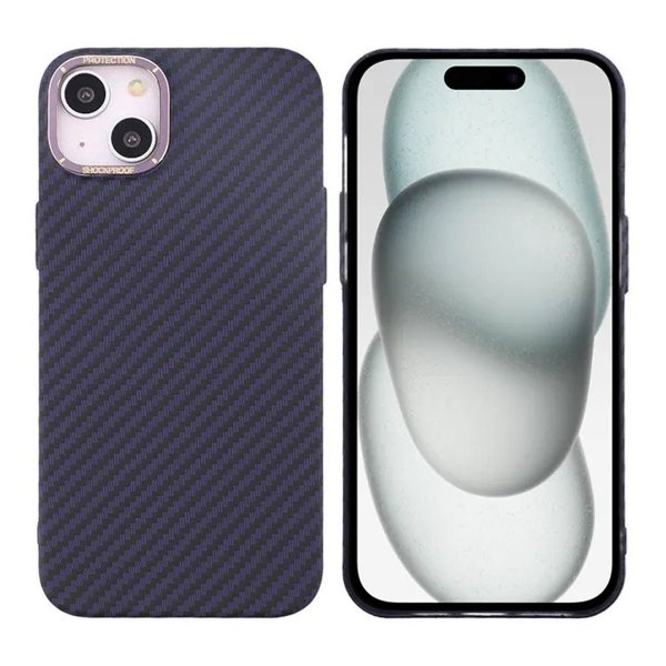 iPhone 15 Plus Cover Kulfibermønster Lilla