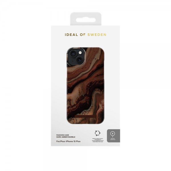 iPhone 15 Plus Cover Fashion Case MagSafe Dark Amber Marble