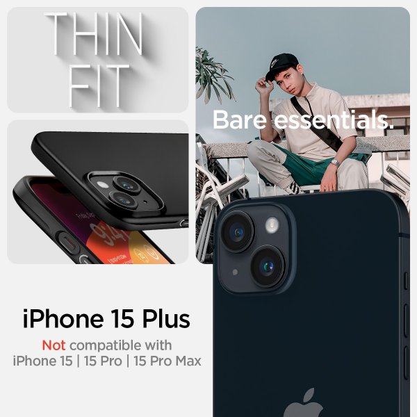 iPhone 15 Plus Cover Thin Fit Sort