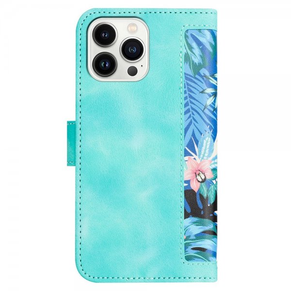 iPhone 15 Pro Etui Blomstermønster Grøn