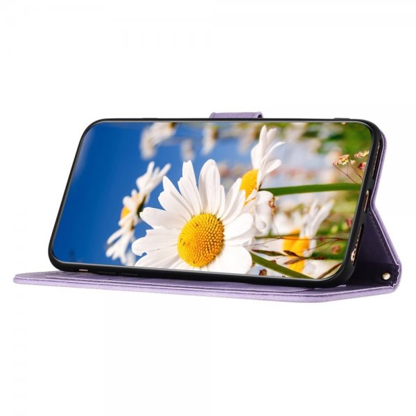 iPhone 15 Pro Etui Blomstermønster Lilla