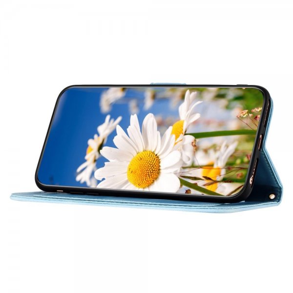 iPhone 15 Pro Etui Blomstermønster Lyseblå