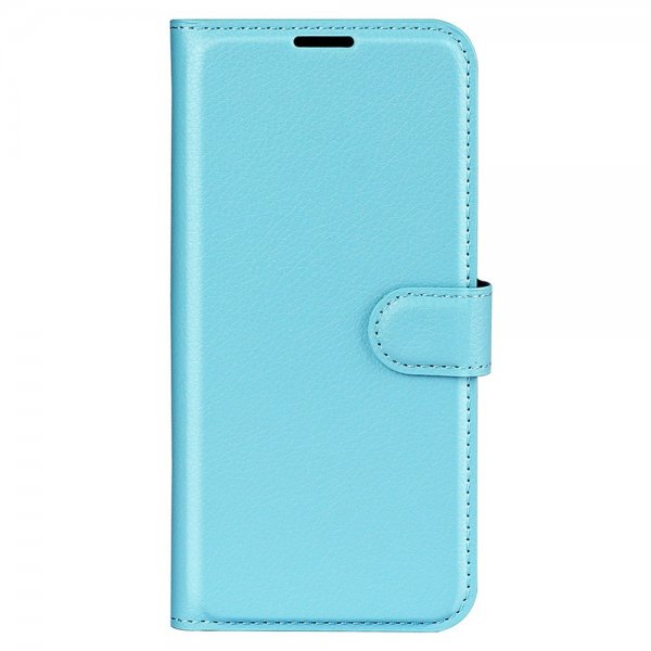 iPhone 15 Pro Etui Litchi Blå