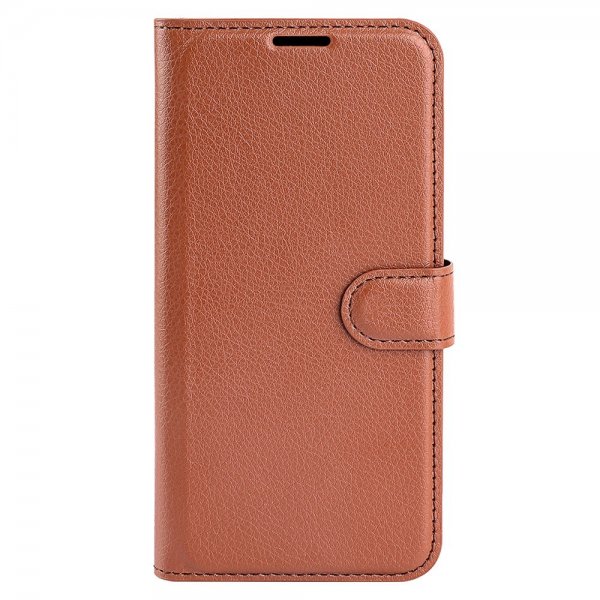 iPhone 15 Pro Etui Litchi Brun