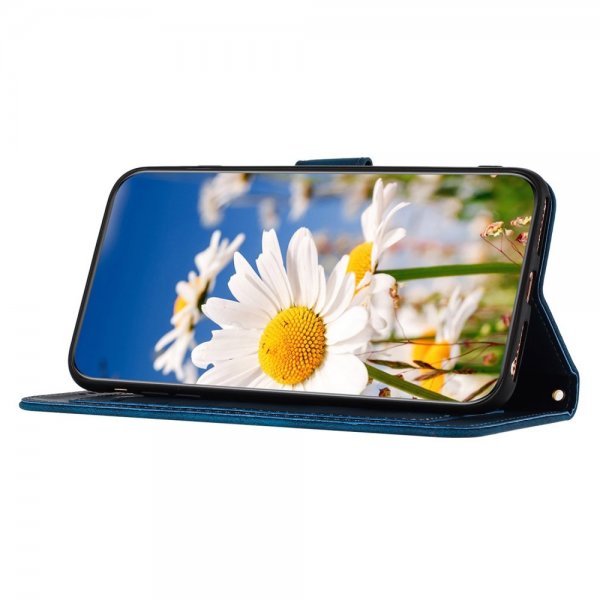 iPhone 15 Pro Max Etui Blomstermønster Mørkeblå