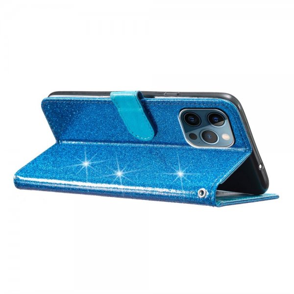 iPhone 15 Pro Max Etui Glitter Blå