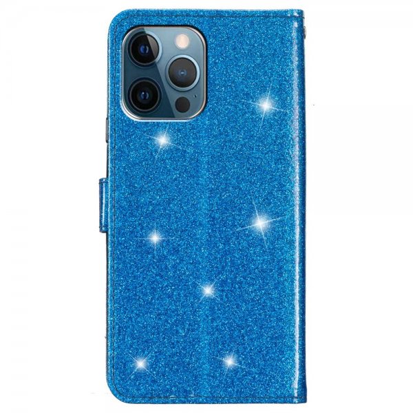 iPhone 15 Pro Max Etui Glitter Blå