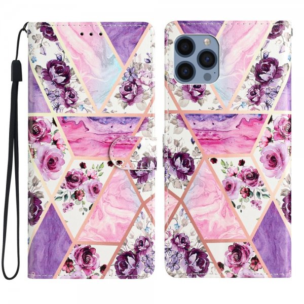 iPhone 15 Pro Max Etui Motiv Lilla Blomster