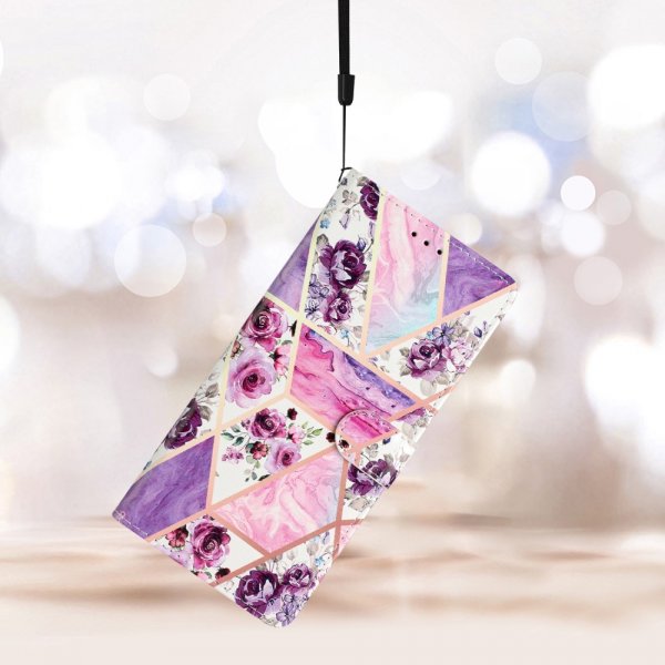 iPhone 15 Pro Max Etui Motiv Lilla Blomster