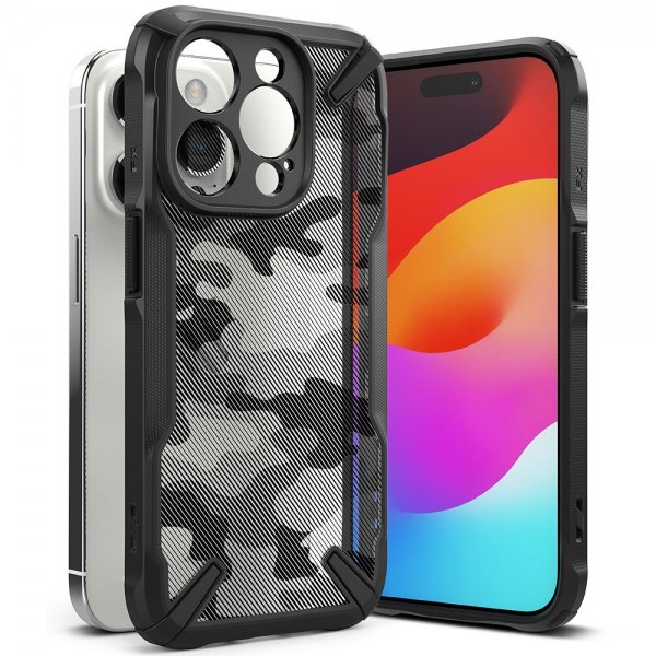 iPhone 15 Pro Max Cover Fusion X Design Camo Black