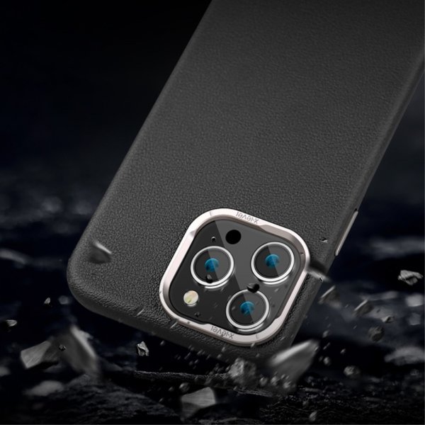 iPhone 15 Pro Max Cover Lædertekstur MagSafe Sort