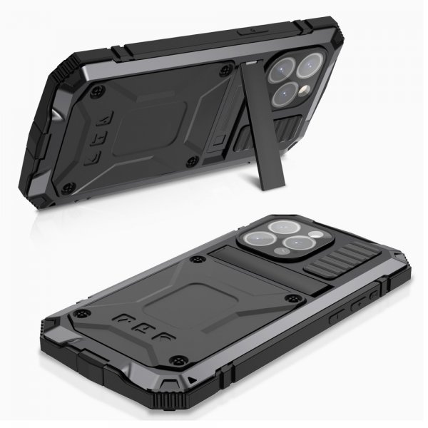 iPhone 15 Pro Max Cover Metal Stødabsorberende Sort