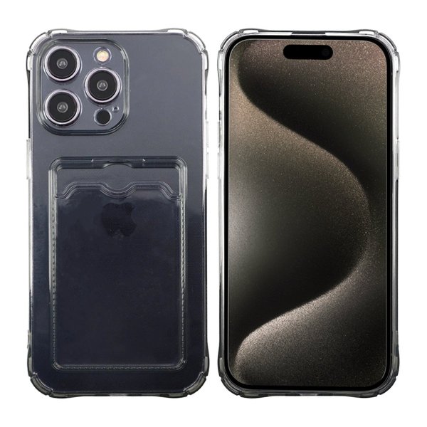 iPhone 15 Pro Max Cover Kortholder Stødabsorberende Sort