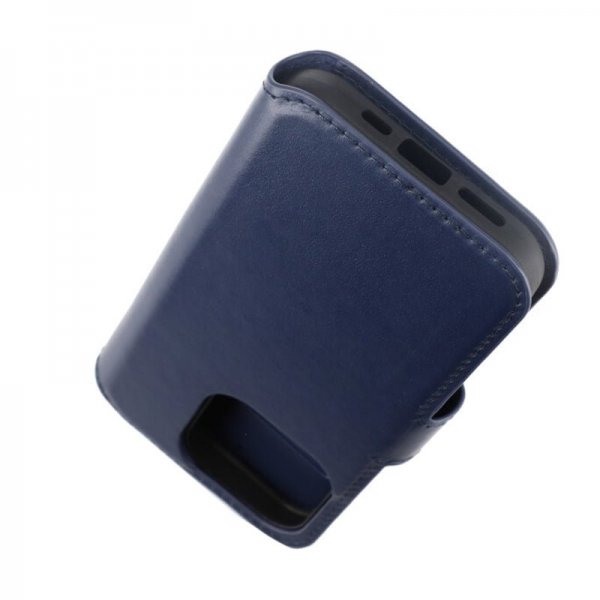 iPhone 15 Pro Etui Ægte Læder Blå