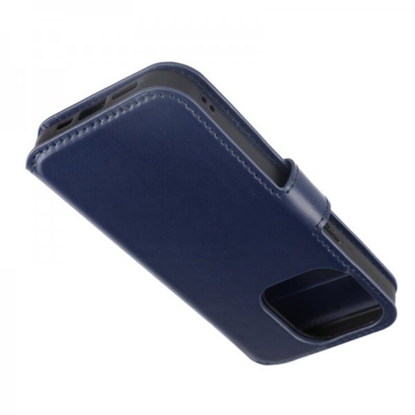 iPhone 15 Pro Etui Ægte Læder Blå