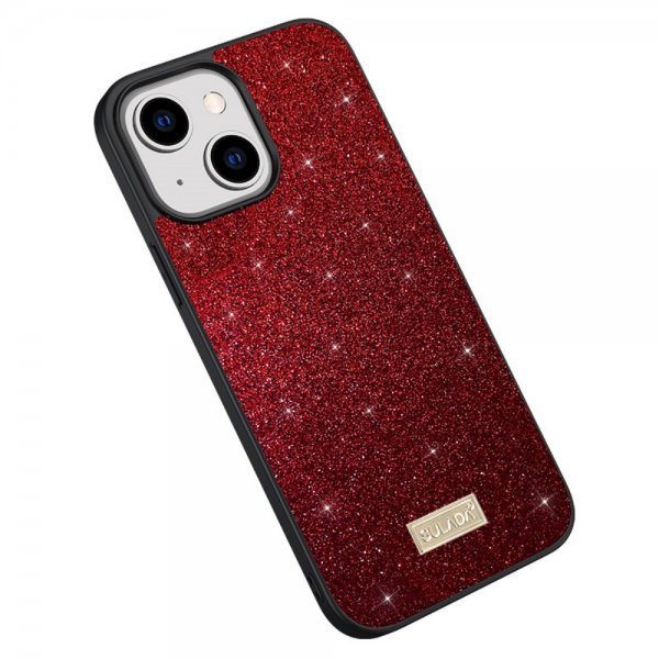 iPhone 15 Cover Glitter Rød