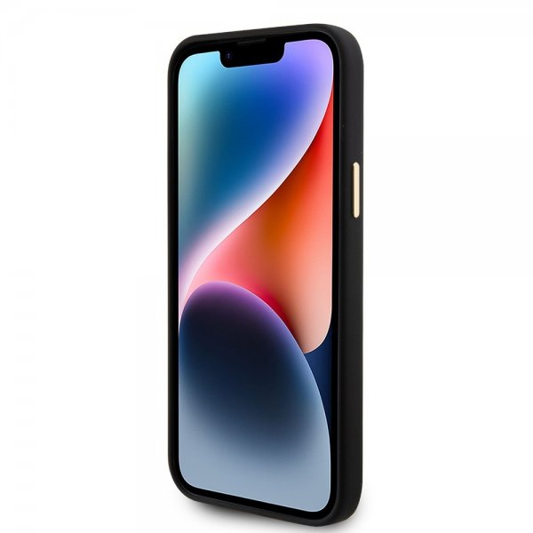 iPhone 15 Cover Liquid Silicone Metal Logo Sort