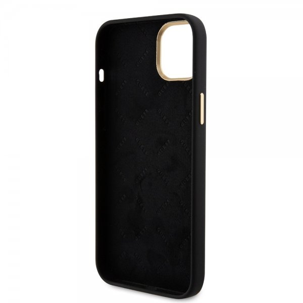 iPhone 15 Cover Liquid Silicone Metal Logo Sort