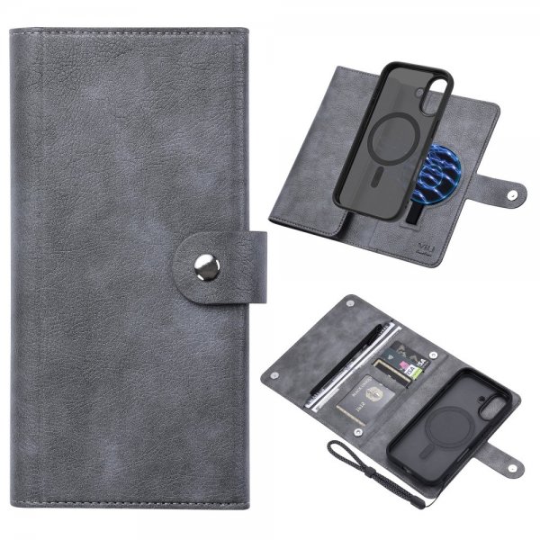 iPhone 16 Etui Aftageligt Cover GV Series MagSafe Grå