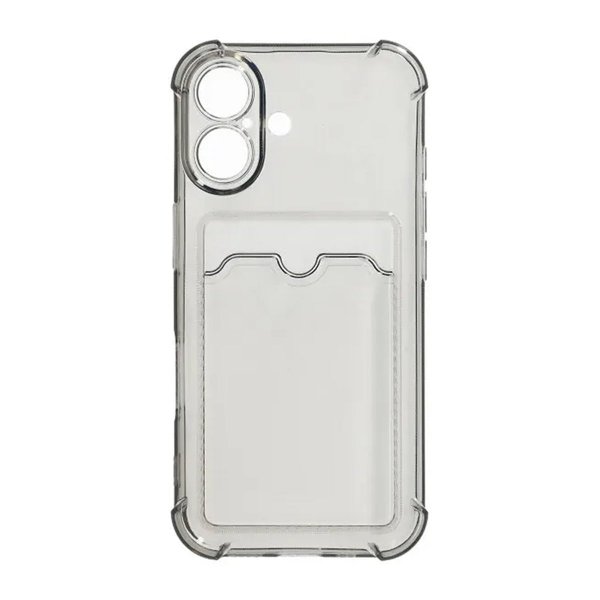 iPhone 16 Cover Kortholder Stødabsorberende Sort