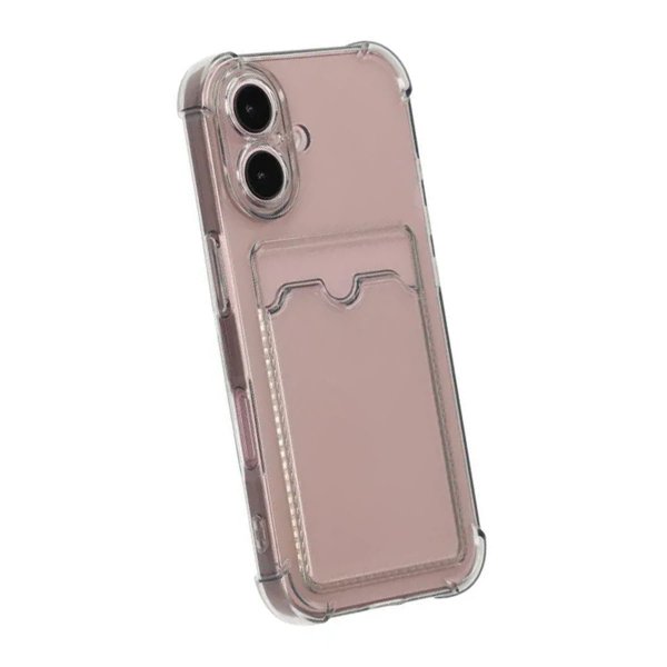 iPhone 16 Cover Kortholder Stødabsorberende Sort