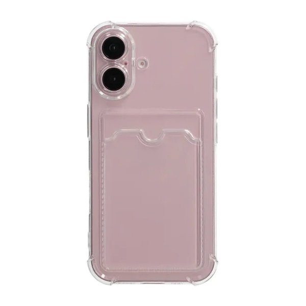 iPhone 16 Cover Kortholder Stødabsorberende Transparent