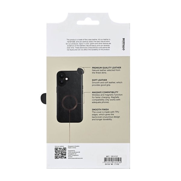 iPhone 16 Plus Cover Ægte læder MagSeries Sort