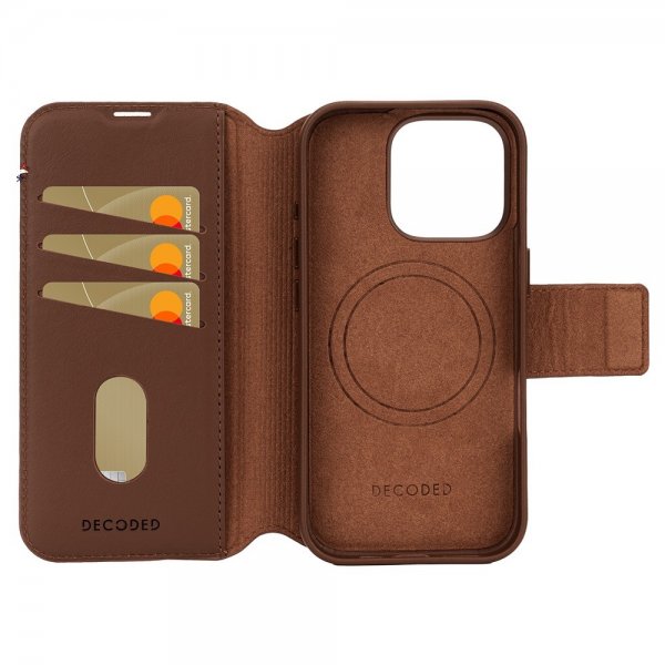 iPhone 16 Pro Etui Leather Detachable Wallet Tan