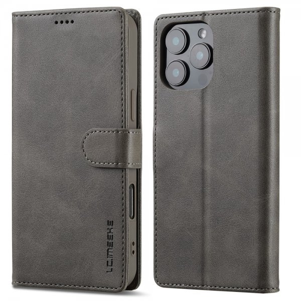 iPhone 16 Pro Max Etui med Kortholder Stativfunktion Grå