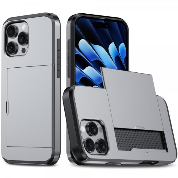 iPhone 16 Pro Max Cover Card Slide Grå